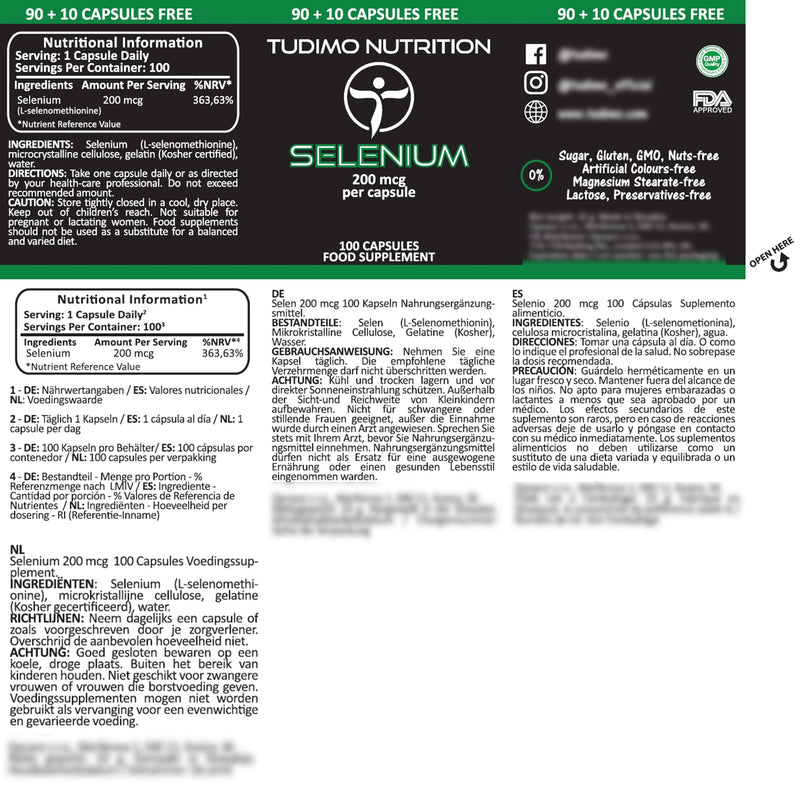 Selenium 200 Œºg High Dose Capsules - Pack Of 100 (3+ Month Supplement) Of Fast Dissolving Tablets, Each With 200 Mcg Of High-Quality Selenomethionine Powder (Selenium Supplement) - NewNest Australia