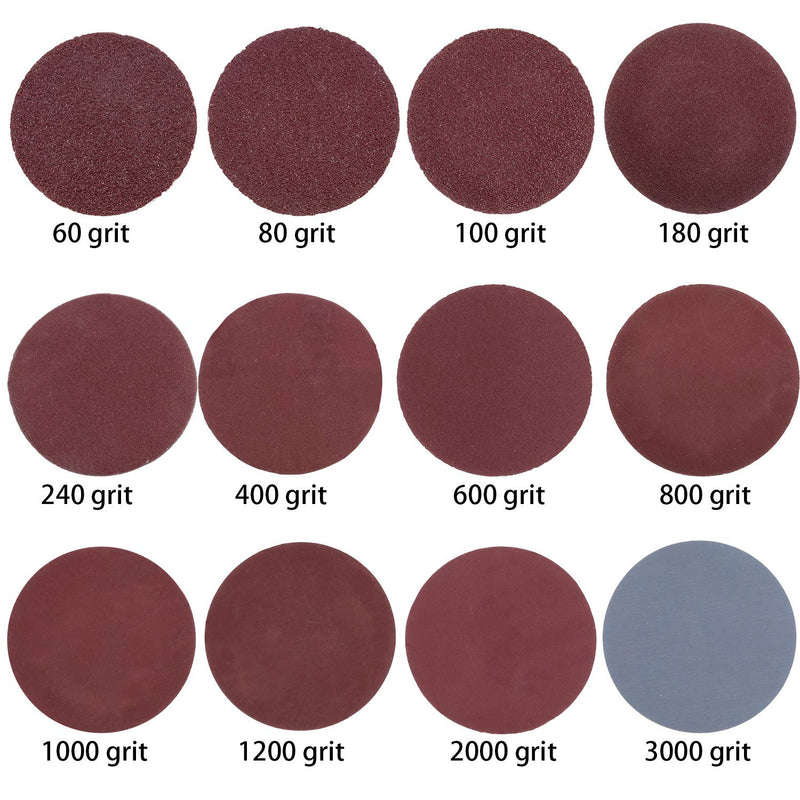 120 Pieces Sanding Discs Pad Hook and Loop Sandpaper Disc for Drill Grinder Rotary Tools, 12 Different Grits (60 to 3000 Grit, 10 Pieces Each Grit) (2 Inch) 2 Inch - NewNest Australia