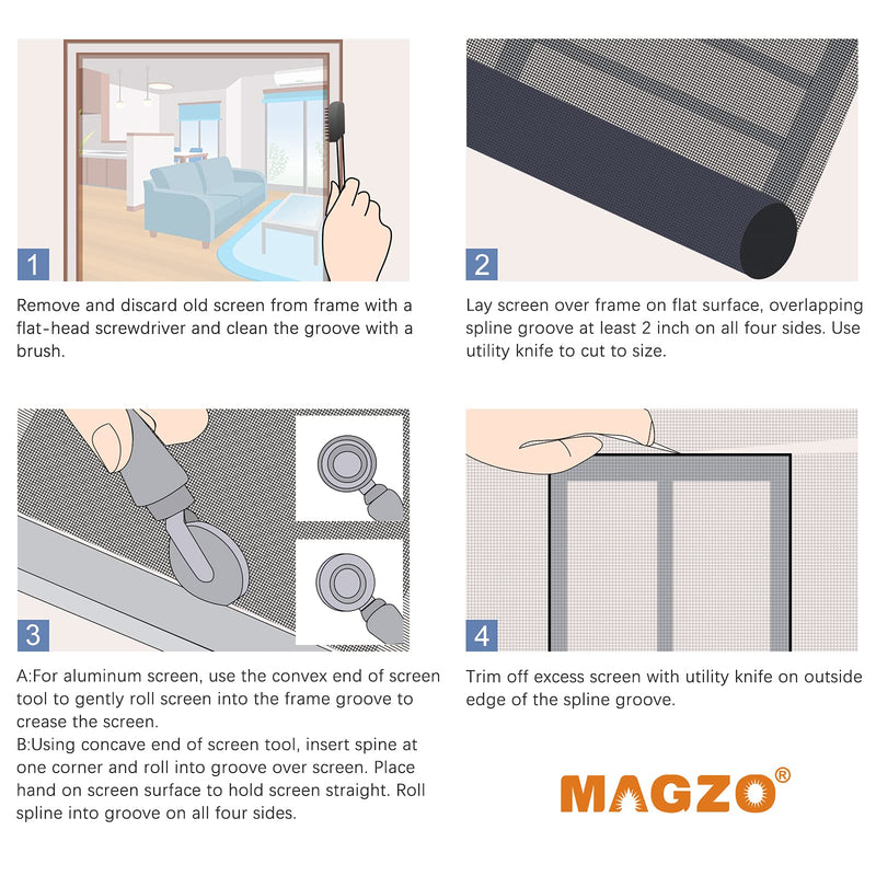 MAGZO Window Screen Replacement, 36"W x 90"L x 1/64"T Durable Fiberglass UV Protection Adjustable Screen for Windows&Doors, Folded DIY Window Mesh, Screen Door Replacement Mesh (Black) 1/64"T x 36"W x 90"L Black - NewNest Australia