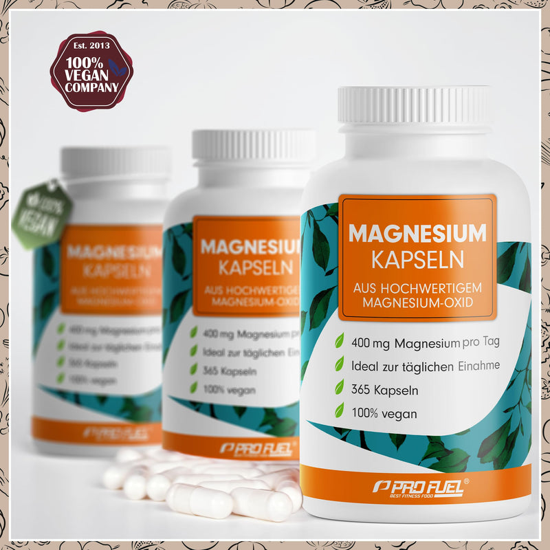 Magnesium capsules 365x - 668mg magnesium oxide, of which 400mg magnesium per capsule - very high magnesium content (60%) - laboratory tested with certificate - 100% vegan - supply for a full year 1x 365 capsules. (Magnesium capsules) - NewNest Australia