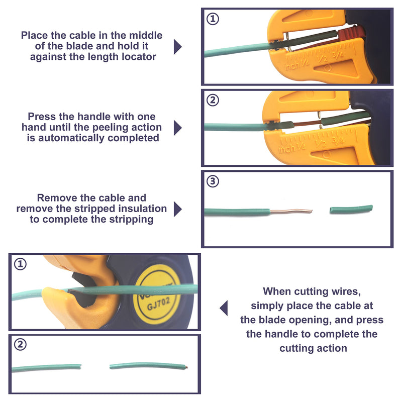 VCELINK Automatic Wire Stripper and Cutter, Professional 2 in 1 Adjustable Automatic Cable Wire Stripper and Cutter&Eagle Nose Pliers - NewNest Australia