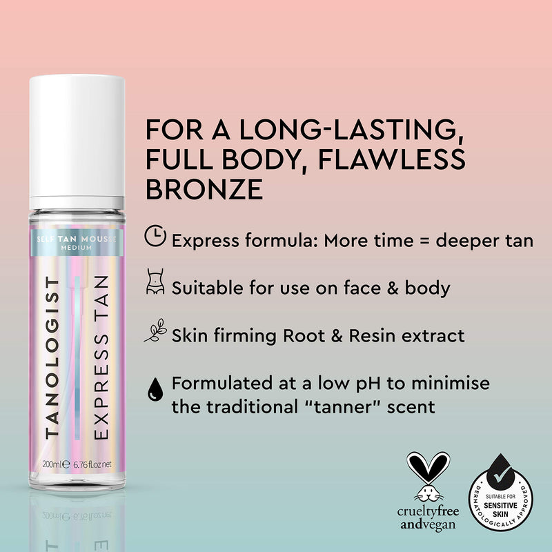 Tanologist Fake Tan Mousse Medium (200 ml) Clear Self Tanning Foam For Sensitive Skin Dermatologist Approved Clean Ingredients & Vegan - NewNest Australia