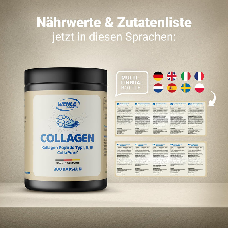 Collagen capsules 300 pieces high dosage - 4500mg bioactive collagen hydrolyzate peptides per daily dose I Wehle Sports Made in Germany Collagen Type 1, 2 & 3 - NewNest Australia