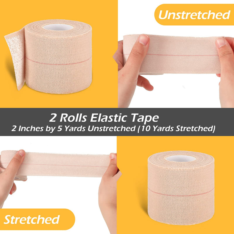 2 Rolls Adhesive Elastic Tape Bandage Tape Wrap Flexible Stretch Bandages for Sports Ankle, Knee and Wrist Sprains (Beige,2 Inch Wide) Beige 15 Foot (Pack of 2) - NewNest Australia