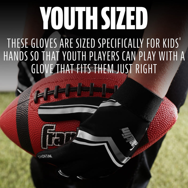 Franklin Sports Youth Football Receiver Gloves - Shoktak Youth Gloves - Kids Football Receiver Gloves - High Grip Football Gloves for Kids Youth Large Black/White - NewNest Australia