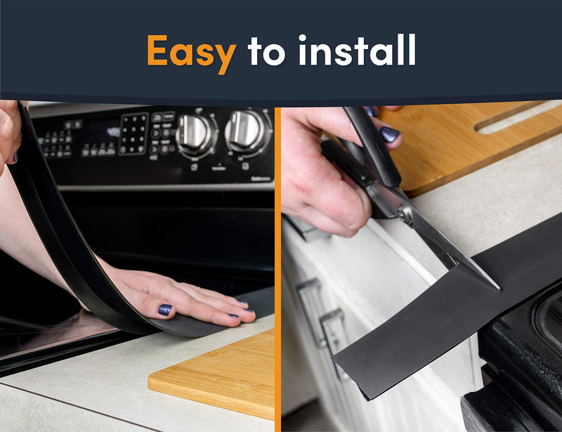 Linda's Essentials Silicone Stove Gap Covers (2 Pack), Heat Resistant Oven Gap Filler Seals Gaps Between Stovetop and Counter, Easy to Clean (21 Inches, Black) 21 Inches - NewNest Australia
