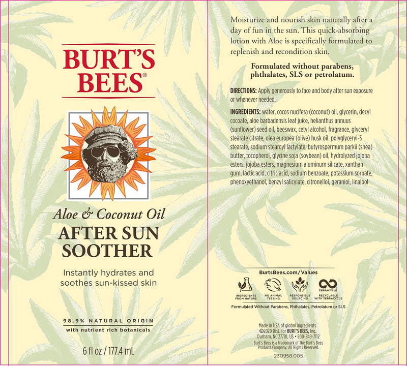 Outdoor by Burt's Bees Aloe & Linden Flower After Sun Soother 177ml - NewNest Australia