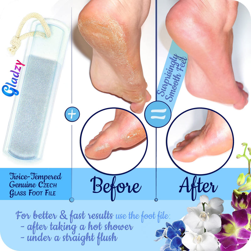 Genuine Czech Glass Foot File - Two-Sided Different Grit Surface, Gentle Callus Remover, Pedicure & Spa Rough Skin Scrubber, Professional Toenail And Heels Care, EU Quality, Full-area Etched - NewNest Australia