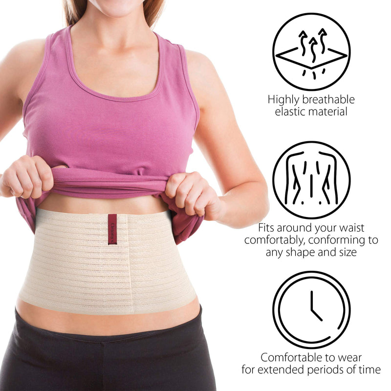 ORTONYX 6.25" Abdominal Binder for Men and Women/Postpartum Post-operative Post-surgery Wrap/Abdomen Navel Umbilical Hernia Support Belt / 524006 Beige L/XXL L/XXL (35"-52") - NewNest Australia