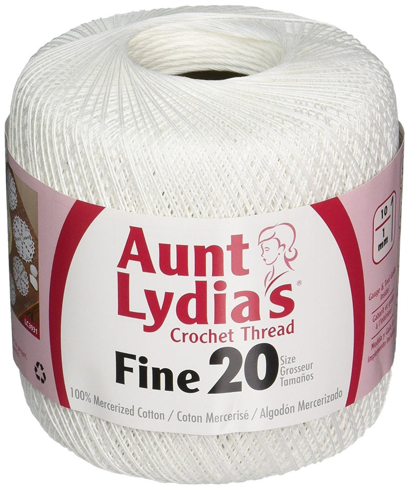 Coats Crochet Aunt Lydia's Crochet, Cotton Fine Size 20, White (3 Pack) 1 3 Pack - NewNest Australia