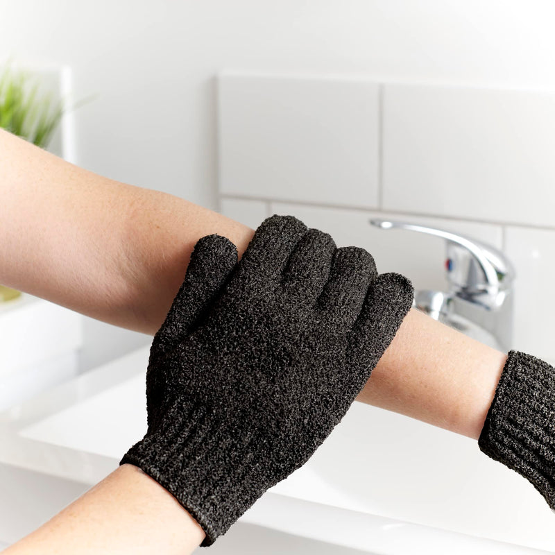 TEMPLE SPRING - Peeling glove, peeling glove made of bamboo, peeling gloves, bath sponge natural, sauna glove, body sponge natural ingrown hair/dead skin cells (black) - NewNest Australia
