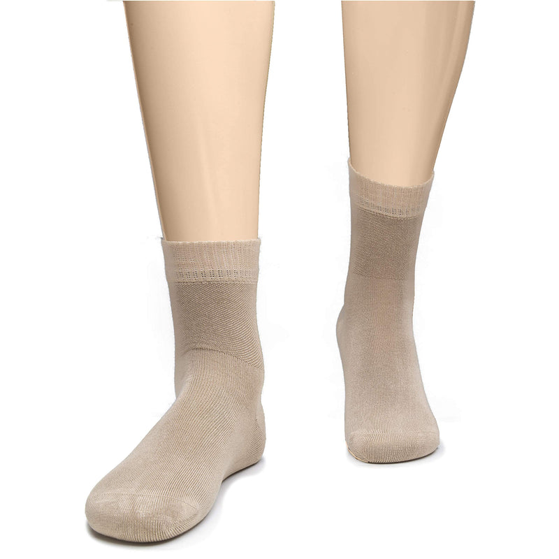 Hugh Ugoli Men's Loose Diabetic Ankle Socks Bamboo, Wide, Thin, Seamless Toe and Non-Binding Top, 4 Pairs 8-11 Beige - NewNest Australia