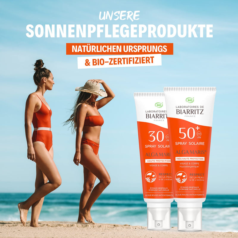 Laboratoires de Biarritz - Sun spray SPF50+ ALGA MARIS® organic certified - Face and body - For babies, children and adults - Light fluid texture - 100ml - Made in France SPF50+ 100.00 ml (pack of 1) - NewNest Australia