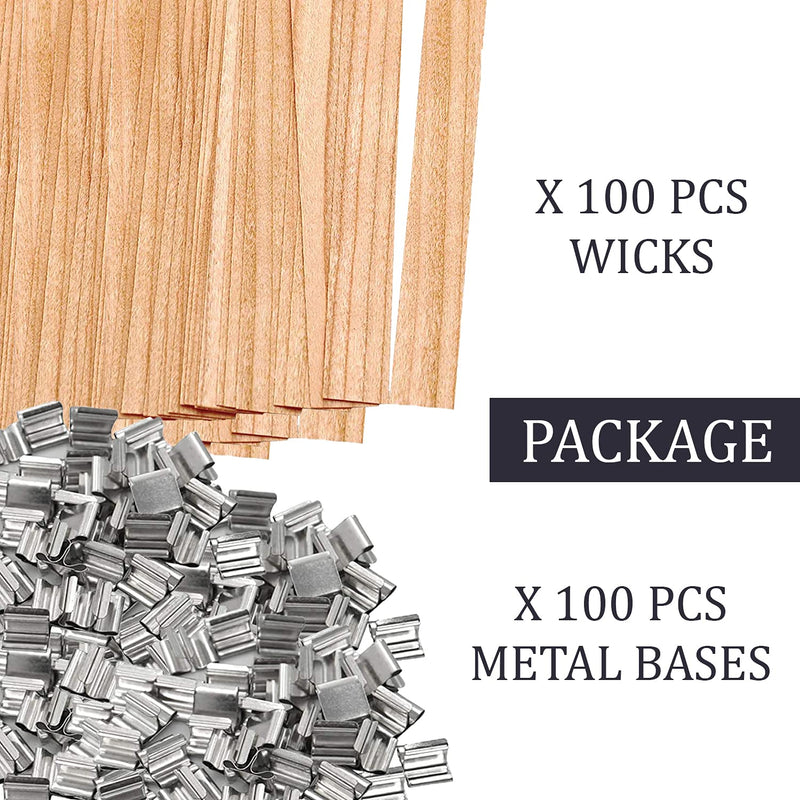 Wooden Wicks for Candle Making - 100pcs Candle Wicks for Soy Wax with Metal Clips at Base - Cracking Wood Wicks for Candles Making Home Décor Candle DIY - Wick Holders for Candle Making - NewNest Australia
