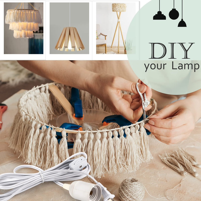 JACKYLED Extension Hanging Lantern Cord Cable UL 1-Pack 12Ft 360W with E26 E27 Socket Gear Switch + Hooks + 2-Prong US AC Power Plugs Pendant Lighting Bulb Lamp for Kitchen Bedroom Bathroom 1 pack - NewNest Australia