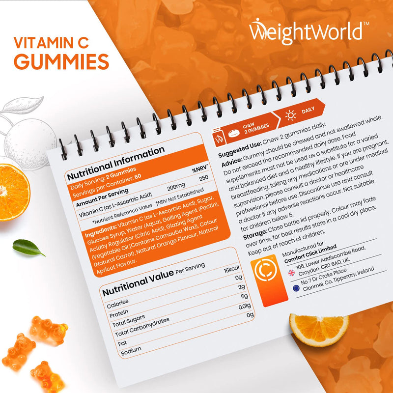 Vitamin C Gummies Adults & Kids (5+ Years) - 120 Vegan Chewable Gummies - Natural Apricot & Orange Flavour - 2 Month Supply - Vitamin C Supplement for Immune Health - Gluten, Allergen & GMO Free - NewNest Australia