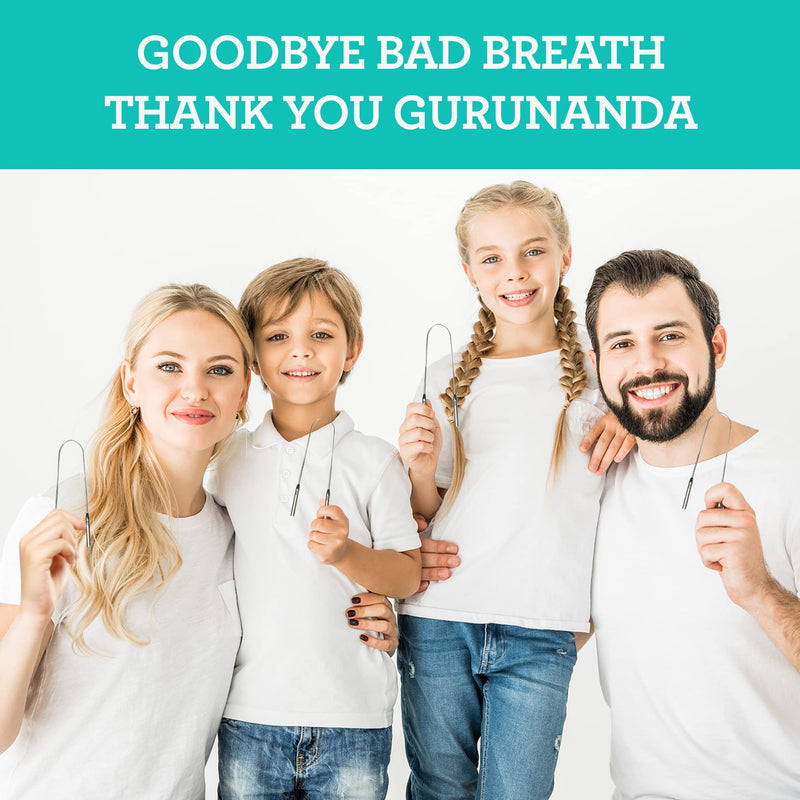 GuruNanda Stainless Steel Tongue Scraper, U-Shaped Ergonomic Design, Fights Bad Breath, Great for Oral Hygiene, Medical Grade 100% Stainless Steel with Case for Adults & Kids U-Shape 2 Pack U-Shape Pack of 2 - NewNest Australia