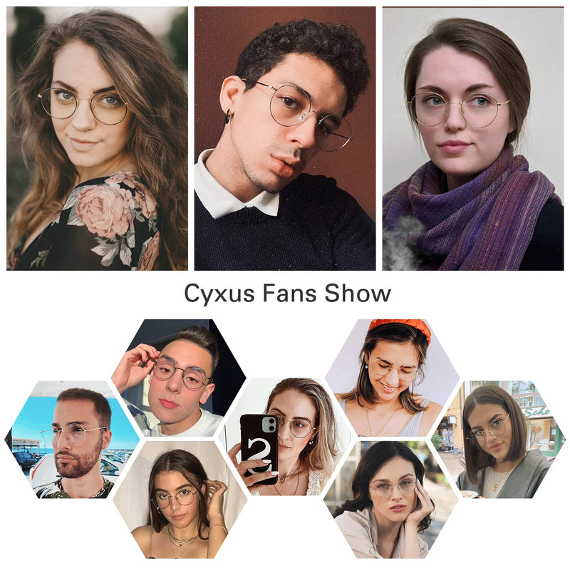 Cyxus Round Blue Light Glasses for Men Women Wire Frame UV Blocking Computer Glasses Clear Lens Metal Eyewear Ultra Light Relieve Digital Screen Eye Strain, Headache 00 - Black - NewNest Australia