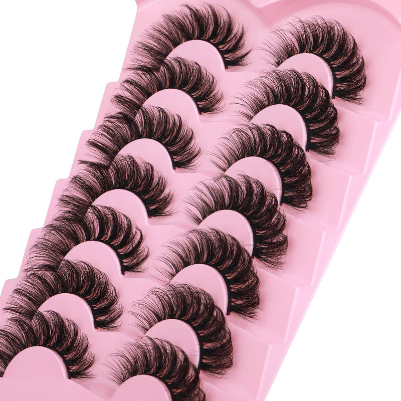 JIMIRE Faux Mink Lashes Wispy Fluffy Cat Eye 6D Volume Russian Strip D Curl False Eyelashes Thick Crossed Soft Curly Fake Lashes 7 Pairs Pack 7 Pairs Cat Eye - NewNest Australia