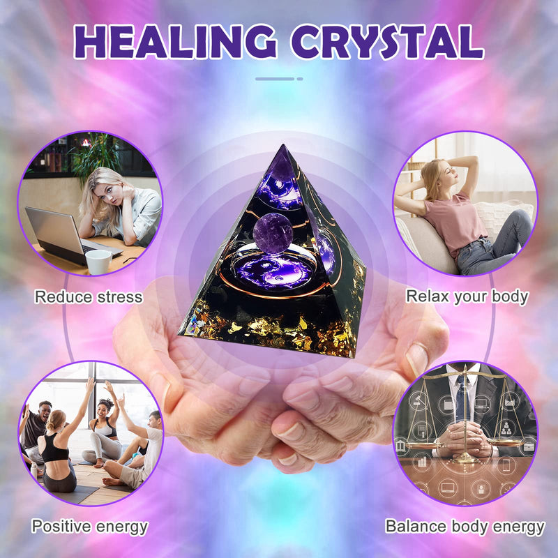 Crystal Pyramid, Moonstone Crystal Ogan Chakra Energy Tower, Positive Energy Generator, Nature Reiki Chakra Crushed Stone Jewelry for Healing Meditation Chakra Balance Amethyst - Eight Trigrams - NewNest Australia