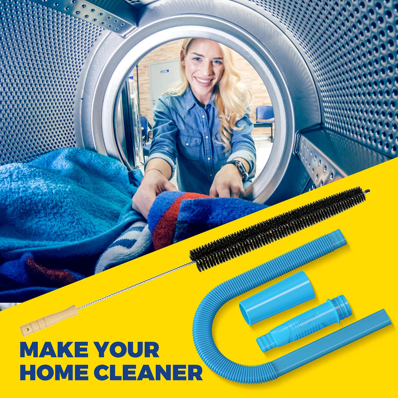 Holikme Dryer Vent Cleaner Kit Clothes Dryer Lint Vent Trap Cleaner Brush & Refrigerator Coil Brush Lint Remover, Blue - NewNest Australia