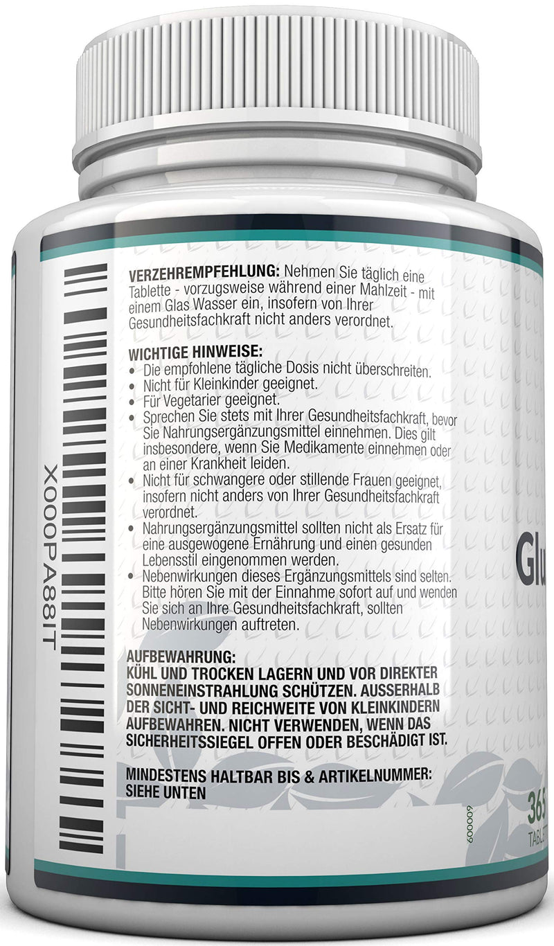 Glucosamine Sulphate 1,500 Mg 2Kci 365 Tablets Glucosamine (Supplies For One Year) I No Gel, Capsules, Liquid Or Powder | High Quality I Made In The Uk By Nu U Nutrition - NewNest Australia