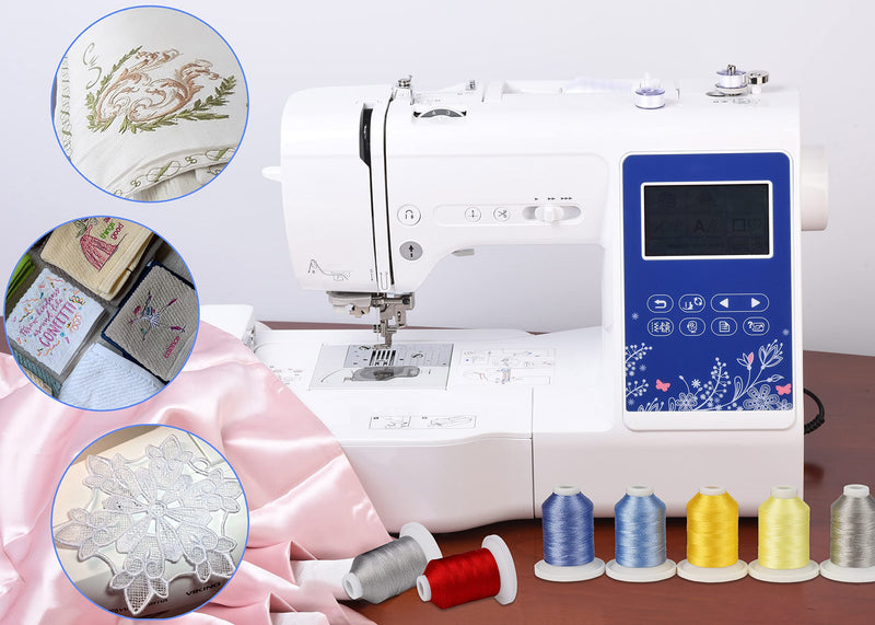Simthread Embroidery Thread with Storage Box - 12 Options - 800 Yards/Spools, 9 Regular Colors for Embroidery and Sewing Machine Basic Colors - NewNest Australia