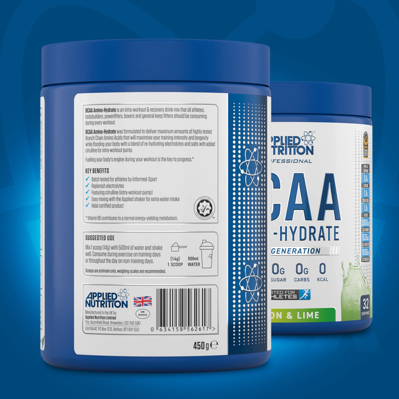 Applied Nutrition Bundle: BCAA Powder 450g + Lifestyle Water Bottle 1000ml | Branched Chain Amino Acids BCAAs Supplement, Intra Workout & Recovery (450g - 32 Servings) (Lemon & Lime) Lemon & Lime - NewNest Australia
