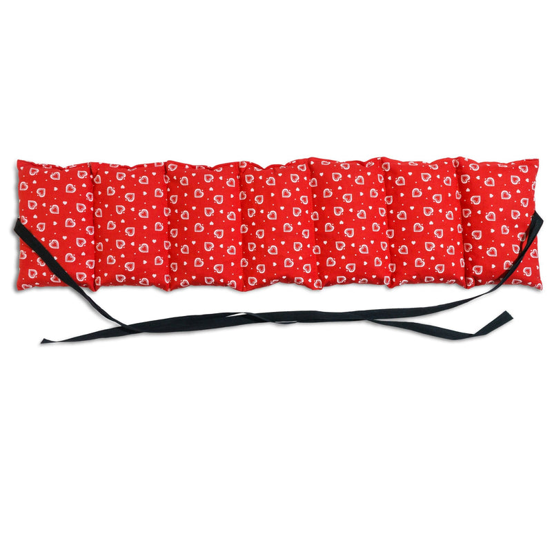 Cherry stone pillow 7-chamber with ribbon to tie around. Heat cushion, grain cushion (65x15cm, red hearts, cherry stones) - NewNest Australia