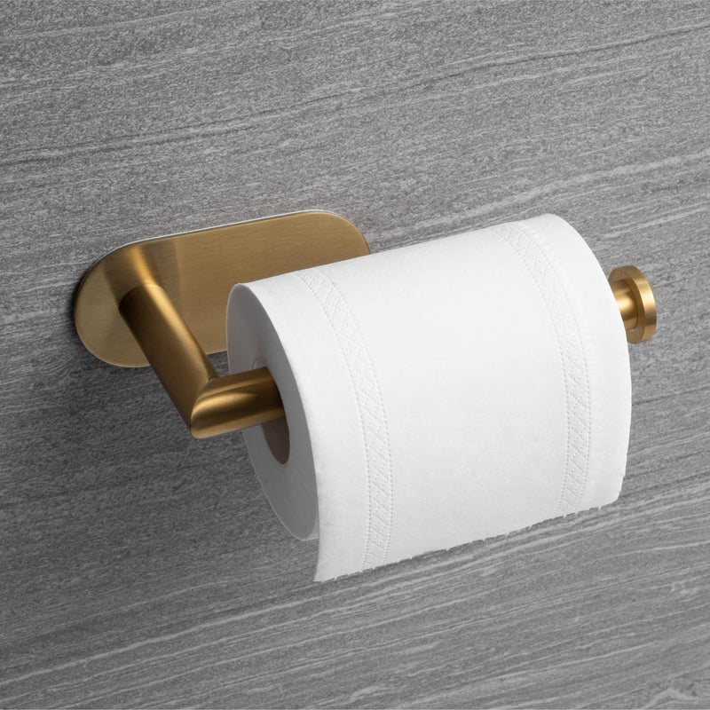 HITSLAM Gold Toilet Paper Holder Adhesive, Stainless Steel Self Adhesive Toilet Paper Roll Holder for Bathroom Brushed Brass - NewNest Australia