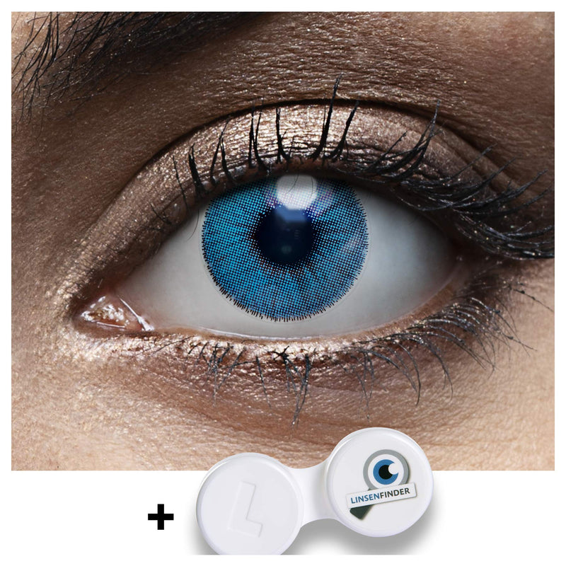 WOWLENS Very opaque and natural blue contact lenses colored DUBAI SAPPHIRE + contact lens case I 1 pair (2 pieces) I DIA 14.00 I 0.00 diopters I without strength I ice blue dark blue - NewNest Australia