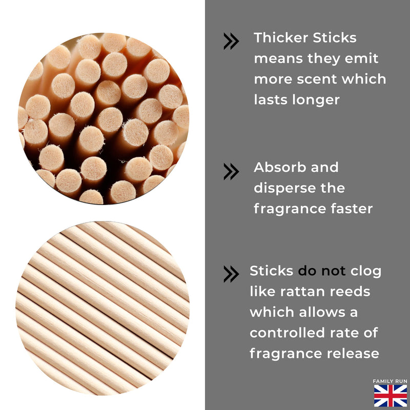 Ziffs Home® 120 Natural Fibre Reed Diffuser Sticks - 20cm x 4mm - Thick Diffuser Reeds Sticks - Diffuser Sticks for Diffuser Oils Fragrance Refill - Fibre Reeds for Diffusers - NewNest Australia