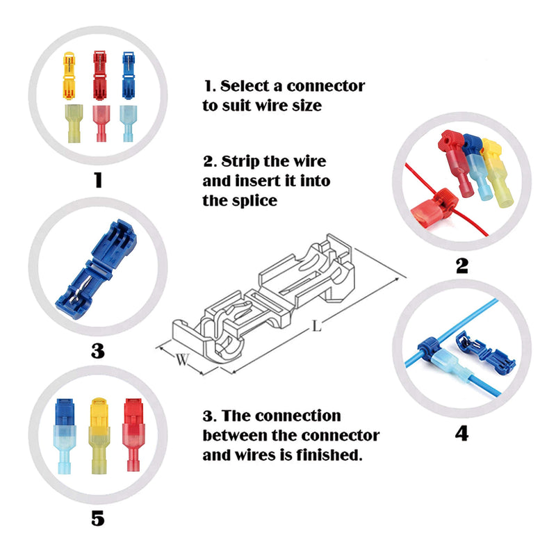 Flytuo 240PCS T-Tap Wire Connectors, Self-Stripping Quick Splice Electrical Wire Terminals, Insulated Male Quick Disconnect Spade Terminals Assortment Kit - NewNest Australia