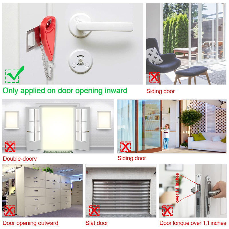 Portable Door Lock-2 Pack Solid Heavy Duty Door Extra Lock for Additional Privacy and Safety in Hotel, Apartment,and Prevent Unauthorized Entry in Traveling, AirBNB, Hotel, Home, Apartment and School - NewNest Australia