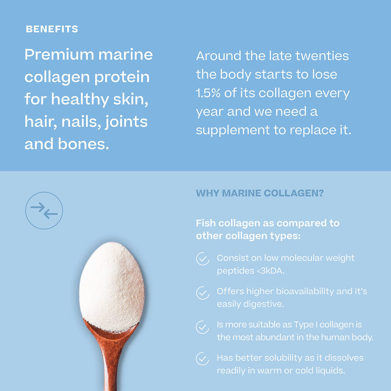 Pure Sea Collagen Powder With Vitamin C | Collagen Hydrolysate Peptides | Essential Amino Acids For Skin, Hair, Nails, Tendons And Ligaments | Neutral Flavor, 306 G | 60 Tins - NewNest Australia