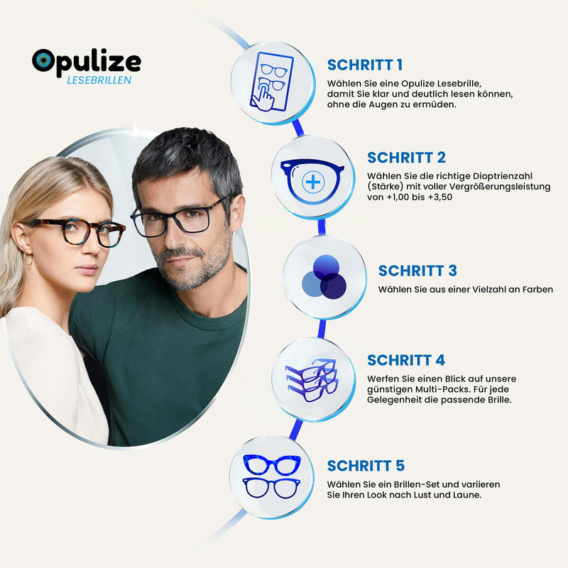 OPULIZE Ink Pack of 3 Reading Glasses Large Men Women Spring Hinges Reading Aid RRR4 Modern +2.00 Diopter Single - NewNest Australia
