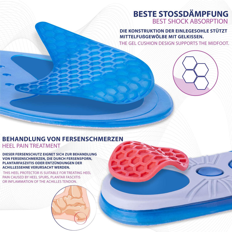 Sulpo Plantar Fasciitis & Heel Spurs Insoles - Silicone Shoe Insoles For Men & Women - Ideal For Sports, Office, Work, Daily Life, Hiking (38-39 Eu / 5-6 Uk (Xs)) - NewNest Australia