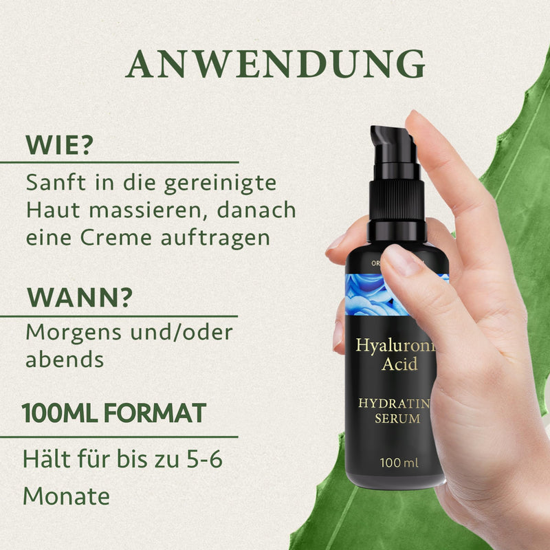 Organic Hyaluronic Serum High Dose 100Ml - Hyaluronic Acid Serum Face - Vegan - Facial Care For Men And Women - Anti Aging Hyaluronic Acid Facial Serum With Aloe Vera - Made In Germany - Satin Naturel - NewNest Australia
