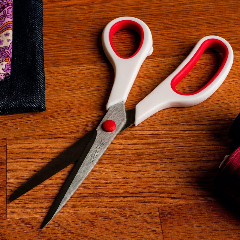 SINGER Fabric Scissors with Comfort Grip, 1-pack, Red & White - NewNest Australia
