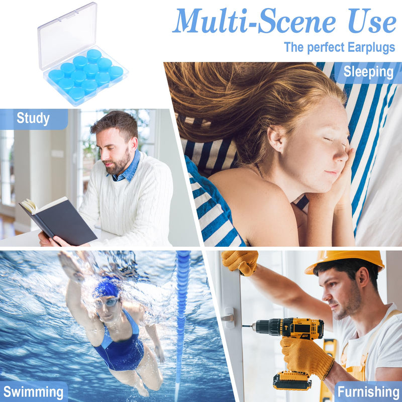 24 Pieces Silicone Ear Plugs For Sleeping, Ear Plugs Malleable With Storage Box, Reusable Ear Plugs Noise Cancellation, Waterproof Earplugs For Swimming For Adults Children Airplane - NewNest Australia