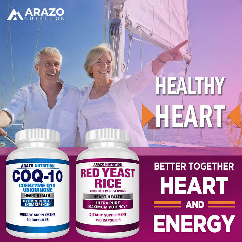Red Yeast Rice Extract 1200mg – Citrinin Free Supplement – Vegetarian 120 Capsules - Arazo Nutrition - NewNest Australia