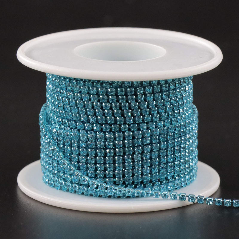 Jerler 10 Yards Crystal Rhinestone Trim Close Chain for Sewing Crafts Ideal Wedding Party DIY Decoration (Acid Blue, 2.0mm) Acid Blue - NewNest Australia
