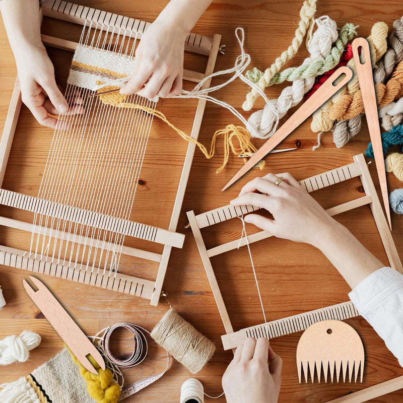 LUTER 7Pcs Wood Hand Loom Stick Set DIY Handcrafts Tools Include 5Pcs Wood Weaving Crochet Needle, 1Pc Wooden Shuttle, 1Pc Wood Weaving Comb for Knitting Crafts - NewNest Australia