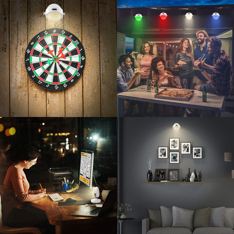 LUXSWAY Battery Operated Accent Lights| Wireless SpotLights Indoor with 360° Rotate Head| 12 Color Changing Remote Up/Down Light| Dim Picture Lights| Puck Light Stick on Light for Dart Board White-1pack - NewNest Australia