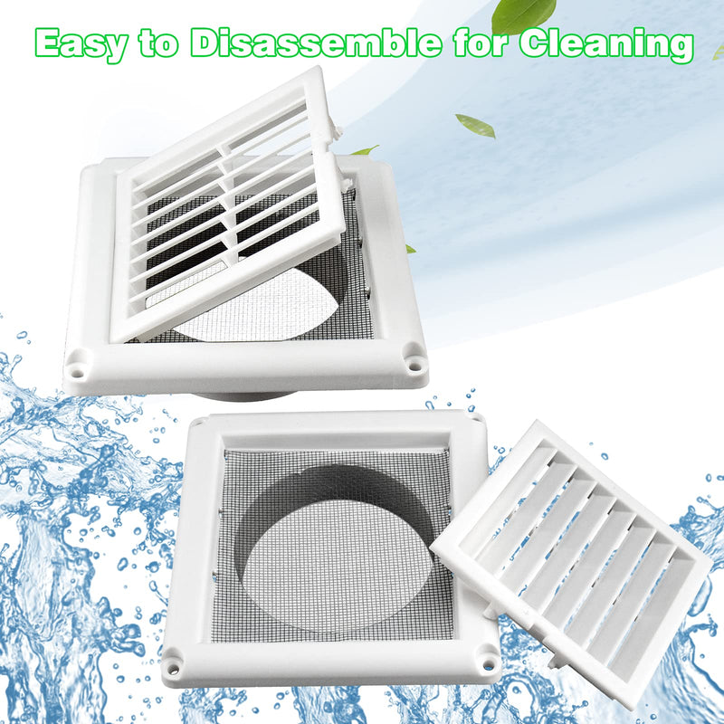 Funmit 4" Louvered Vent Cover Stops Birds Nesting for Outside Dryer Exhaust Air Vent Cover with 4 Screws for Easy Installation (White) 4" Dryer vent cover Outdoor - NewNest Australia