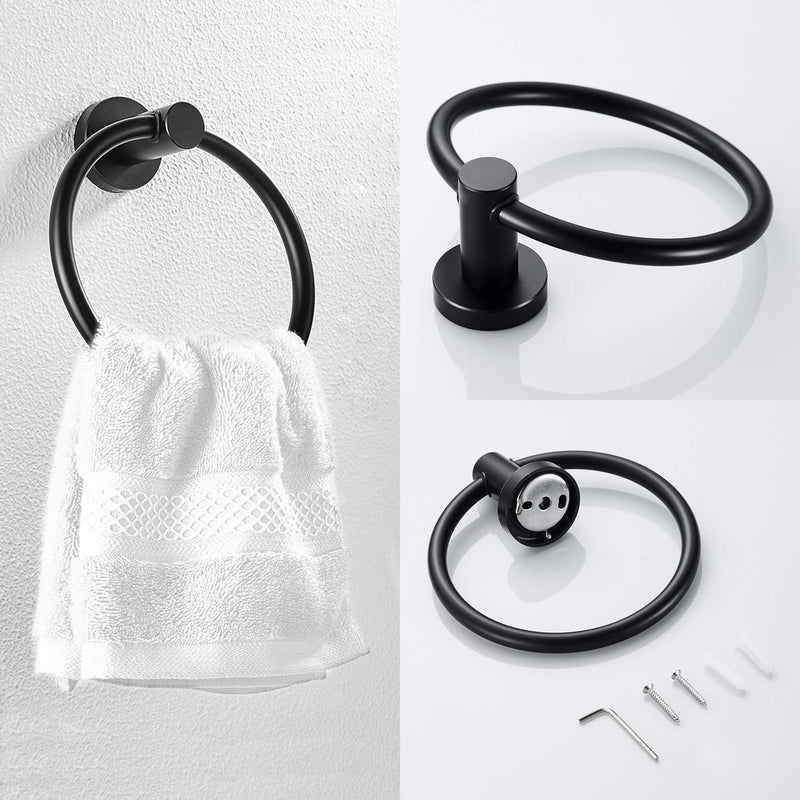 Marmolux Acc Black Toilet Paper Holder and Towel Ring Hand Towel Holder Bathroom Hardware Set 2 Pieces Toilet Paper Roll Holder Hand Towel Ring Sturdy Wall Mount Stainless Steel Matte Black - NewNest Australia