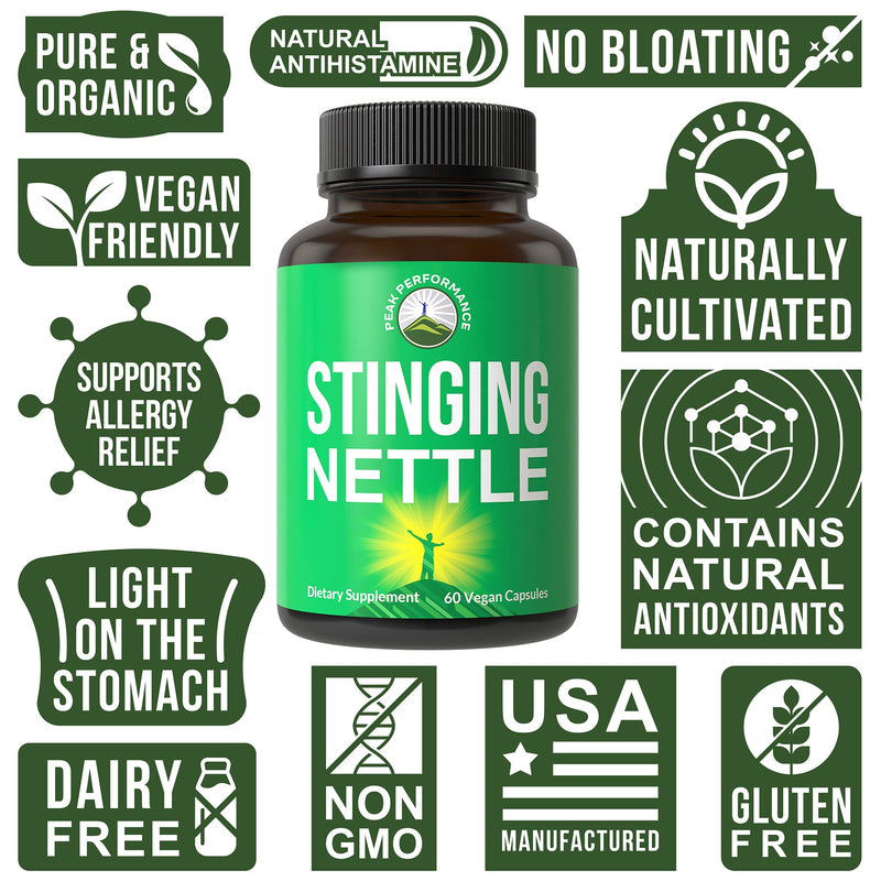 Organic Stinging Nettle. Vegan Capsules Made with Organic Stinging Nettle Leaf Powder for Prostate, Hair Growth, Allergy. Better Than Root Extract. Plant Based Herb Supplement Pills, Tablets - NewNest Australia
