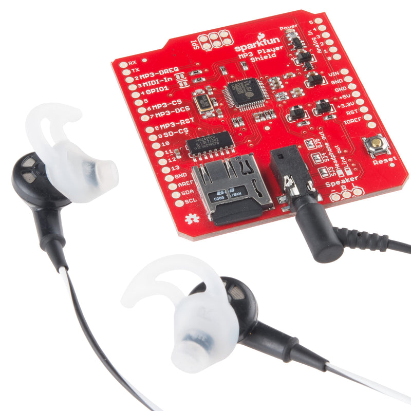 SparkFun MP3 Player Shield- MP3 decoder- Turn Any Compatible with Arduino Board into a Fully Functional MP3 Player- 3.5mm Audio Out Jack- 0.1" Spaced Header for Speaker Out- microSD Card Slot - NewNest Australia