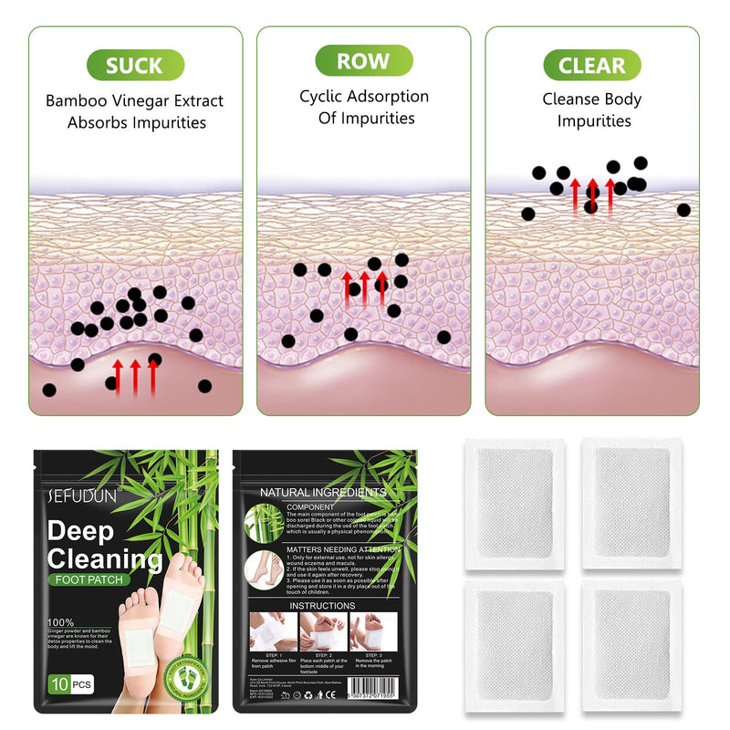 Youery Pack of 50 detox foot plasters, detoxification plasters for feet, deep cleansing foot pads, foot care pads, natural foot plasters, detox plasters, for help sleeping and stress relief - NewNest Australia