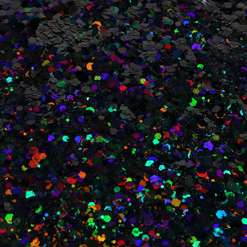 Ceya Holographic Chunky Glitter, 3.5oz/ 100g Black Craft Glitter Powder Mixed Chunky Fine Flakes Iridescent Nail Sequins for Nail Art, Hair, Epoxy Resin, Tumblers, Slime, Painting, Festival Decor - NewNest Australia